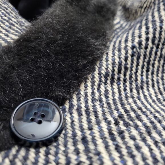 Cinzia Rocca Wool Coat Black Striped Size 8 Speckles Elegant Dinner in the City - Picture 7 of 16